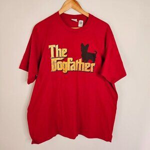The Dog Father T-Shirt Red Size XL Men's Short Sleeve With Terrier Dog